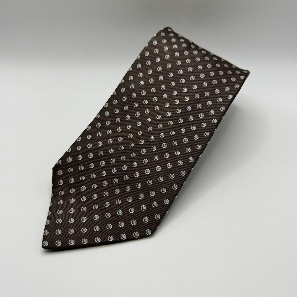 Giorgio Armani Brown‎ Geometric Bubble Print Neck Tie Italy Classy Boujee